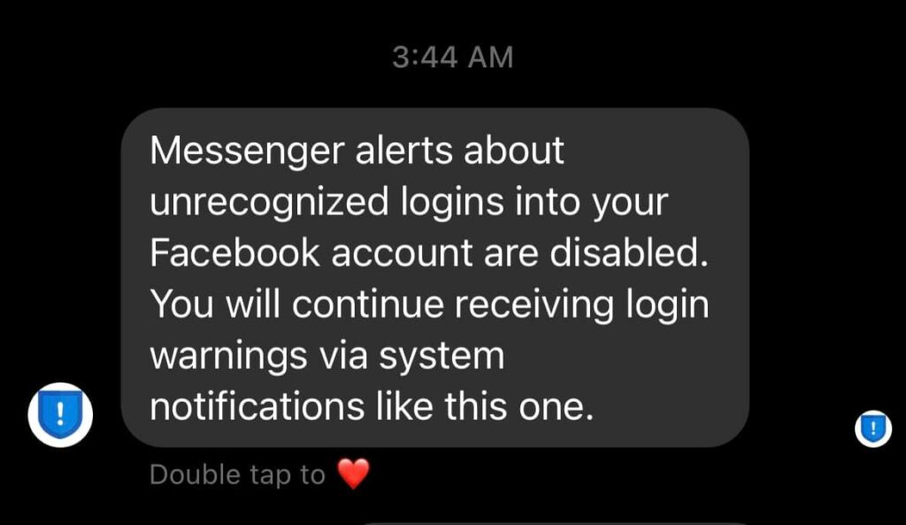 Received Messenger alerts are disabled message